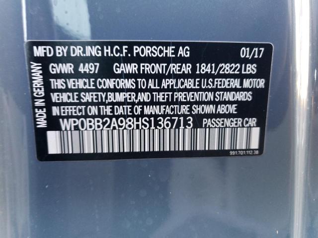 2017 PORSCHE 911 TARGA WP0BB2A98HS136713
