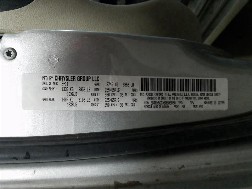 2011 DODGE GRAND CARA 2D4RN5DGXBR689800