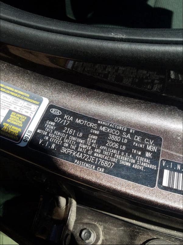 2018 KIA FORTE LX 3KPFK4A72JE176807