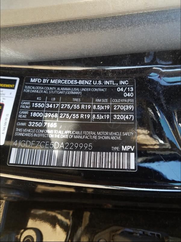 2013 MERCEDES-BENZ GL 450 4MA 4JGDF7CE5DA229995