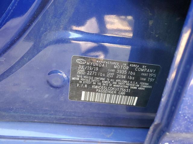 2019 HYUNDAI IONIQ BLUE - KMHC65LC0KU175631