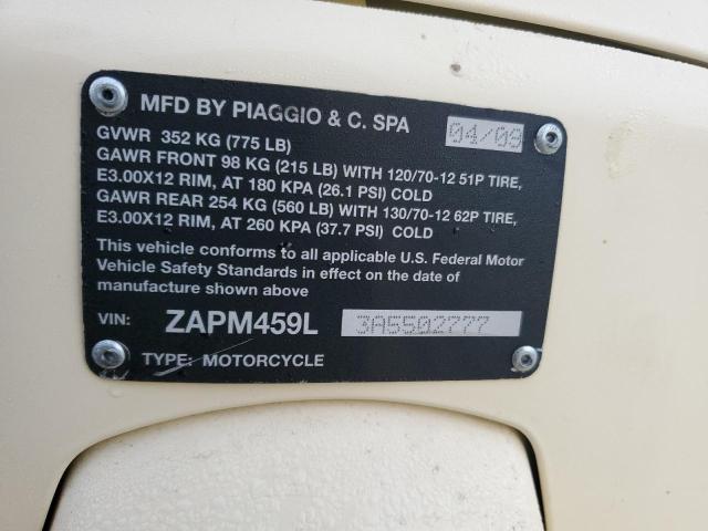 2010 VESPA GTS 300 SU ZAPM459L3A5502777