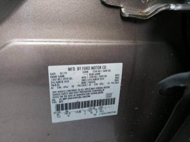 2019 LINCOLN NAUTILUS S 2LMPJ6K95KBL58254