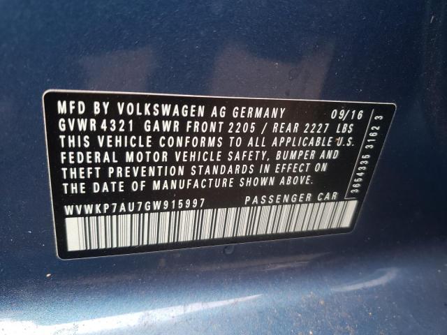 2016 VOLKSWAGEN E-GOLF SE WVWKP7AU7GW915997