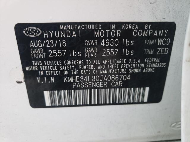 VIN KMHE34L30JA086704 2018 HYUNDAI SONATA no.10