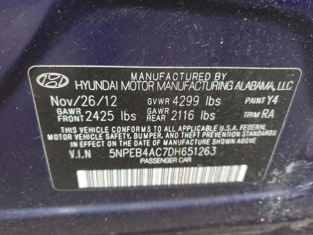 VIN 5NPEB4AC7DH651263 2013 HYUNDAI SONATA no.10