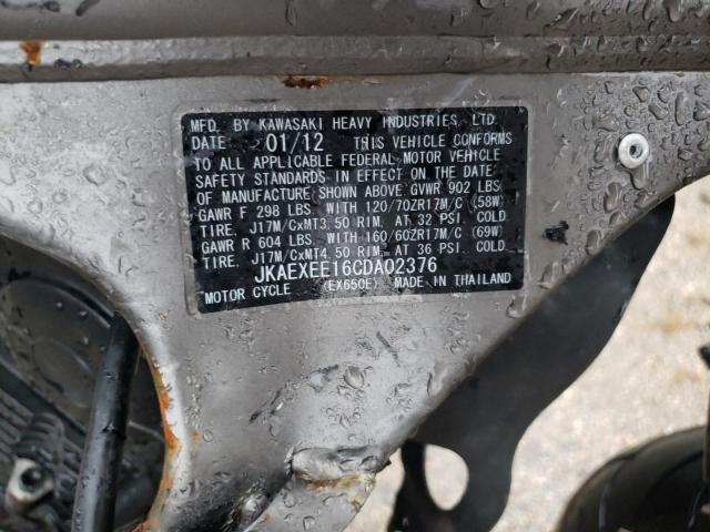 2012 KAWASAKI EX650 EC - JKAEXEE16CDA02376