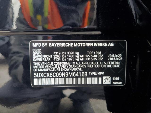 2022 BMW X7 M50I 5UXCX6C09N9M64168