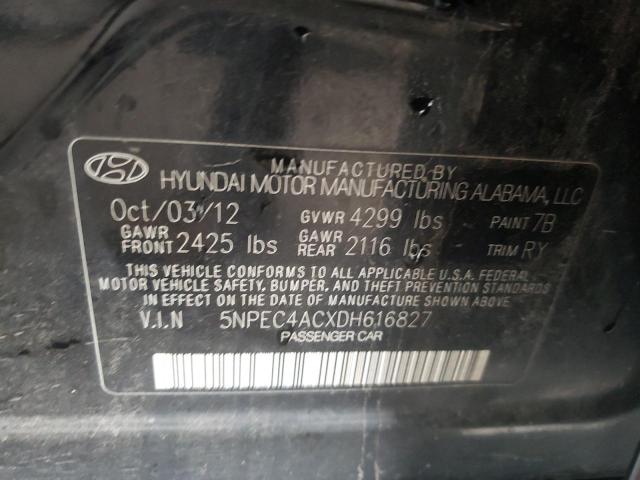 VIN 5NPEC4ACXDH616827 2013 HYUNDAI SONATA no.10