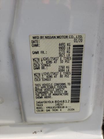 2020 NISSAN NV 2500 SV 1N6AF0KY0LN804812