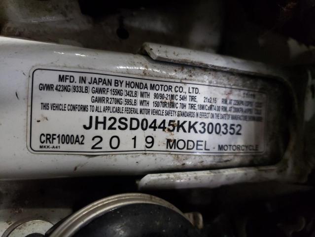 2019 HONDA CRF1000 A JH2SD0445KK300352