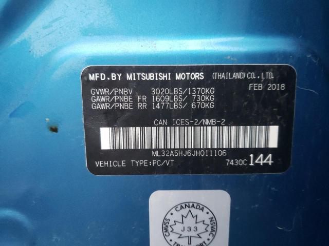 2018 MITSUBISHI MIRAGE GT ML32A5HJ6JH011106