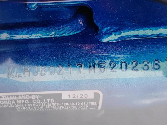 2021 HONDA Z125 M MLHJB0217M5202361
