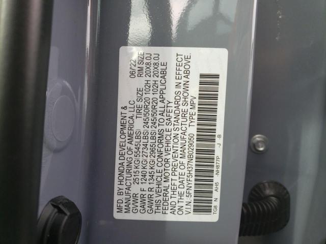 2022 HONDA PILOT SPOR 5FNYF5H37NB029050
