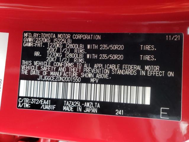 2022 LEXUS NX 350 JTJGGCEZ0N2001550
