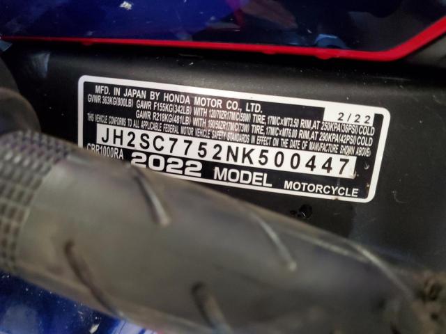 2022 HONDA CBR1000 RA - JH2SC7752NK500447