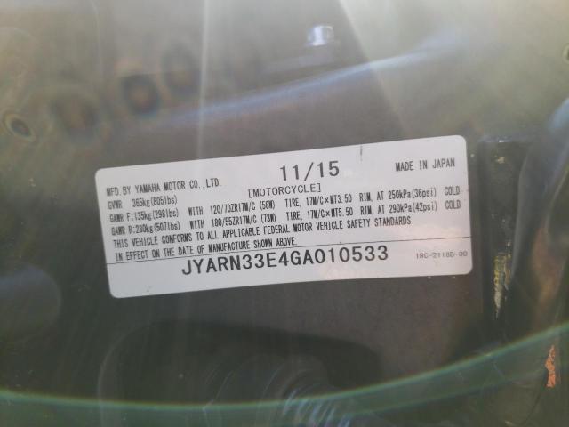 2016 YAMAHA FZ09 JYARN33E4GA010533