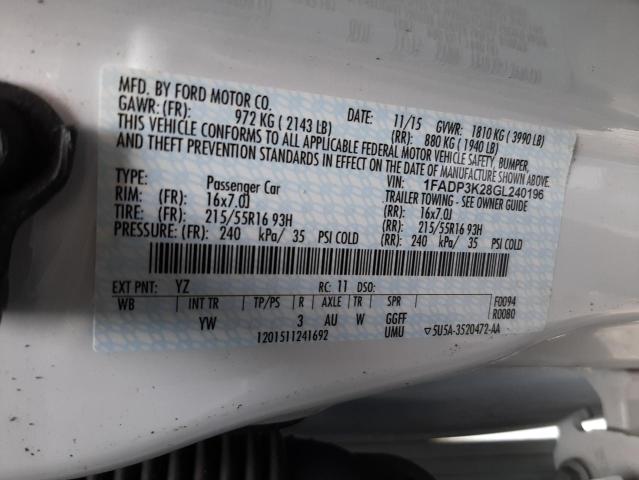 1FADP3K28GL240196 Ford FOCUS SE