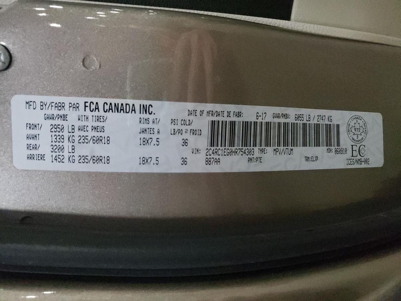 2017 Chrysler Pacifica Touring L Plus VIN: 2C4RC1EG0HR754303 Lot: 66137622