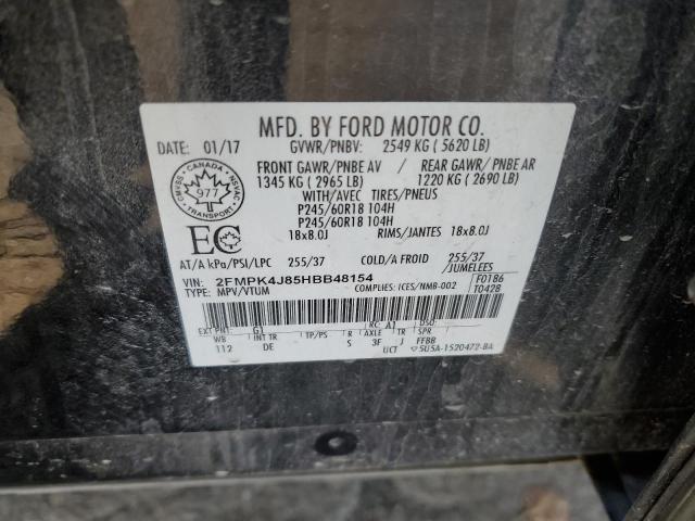2017 Ford Edge Sel 3.5L(VIN: 2FMPK4J85HBB48154