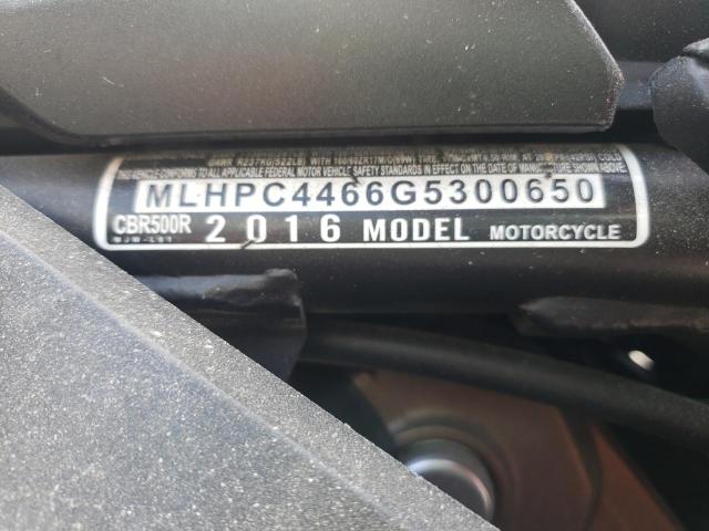 2016 HONDA CBR500 R MLHPC4466G5300650