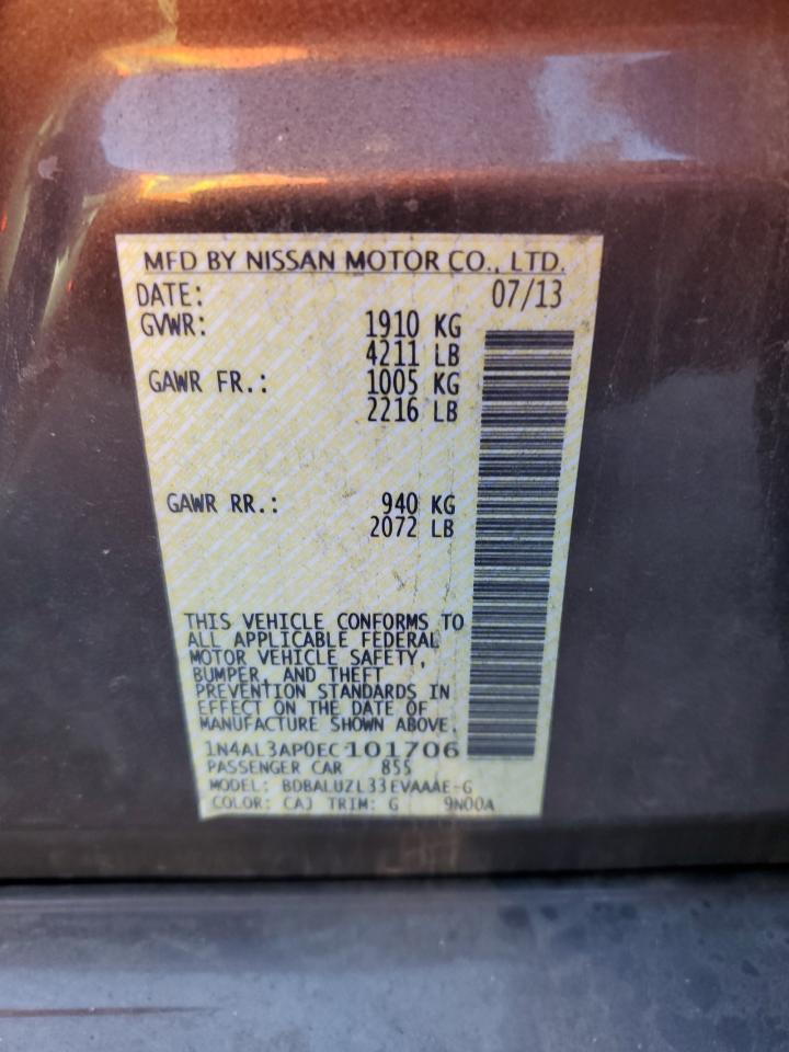 1N4AL3AP0EC101706 2014 Nissan Altima 2.5