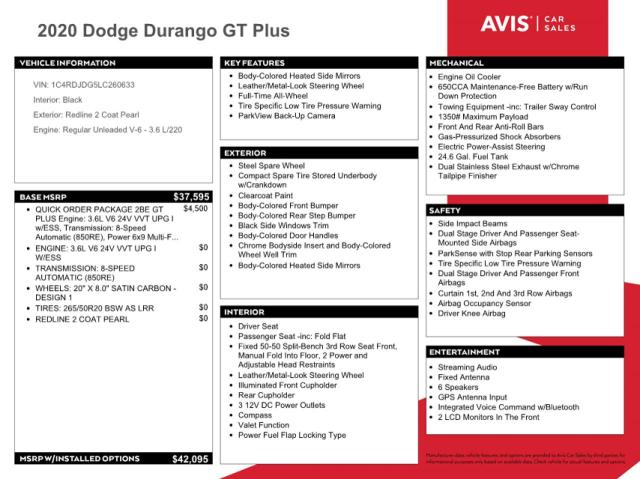 1C4RDJDG5LC260633 Dodge Durango GT 10