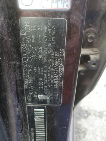 KNAFU4A27A5865488 KIA FORTE EX