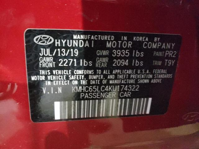 2019 HYUNDAI IONIQ BLUE - KMHC65LC4KU174322