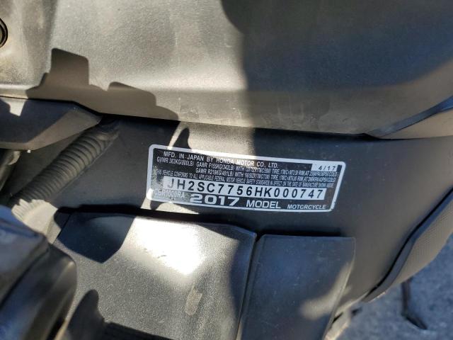 2017 HONDA CBR1000 RA JH2SC7756HK000747