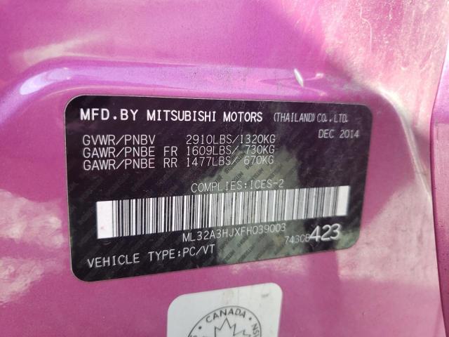 2015 MITSUBISHI MIRAGE DE - ML32A3HJXFH039003