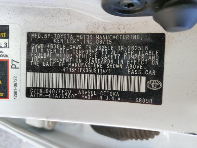 2016 TOYOTA CAMRY LE X 4T1BF1FK0GU511471