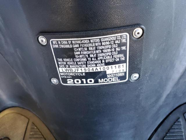 2010 HONDA NHX110 LWBJF1904A1001181