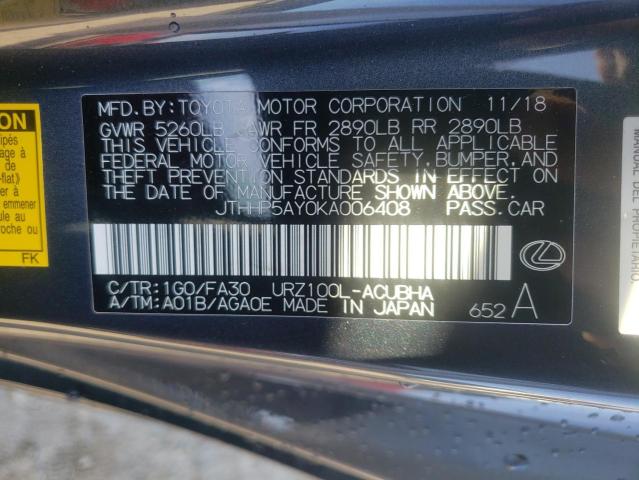 2019 LEXUS LC 500 JTHHP5AY0KA006408