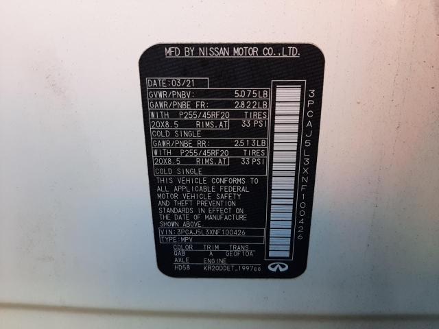2022 INFINITI QX55 SENSO 3PCAJ5L3XNF100426