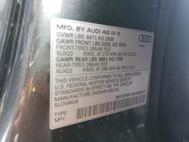 2019 AUDI Q8 PREMIUM WA1EVBF13KD038217