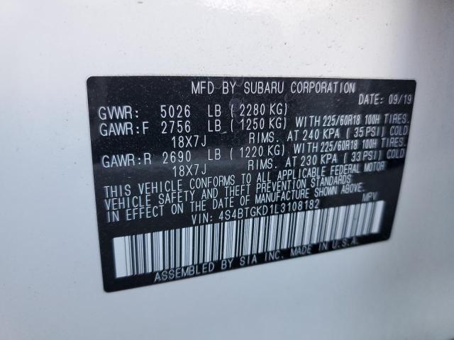 2020 SUBARU OUTBACK ON 4S4BTGKD1L3108182