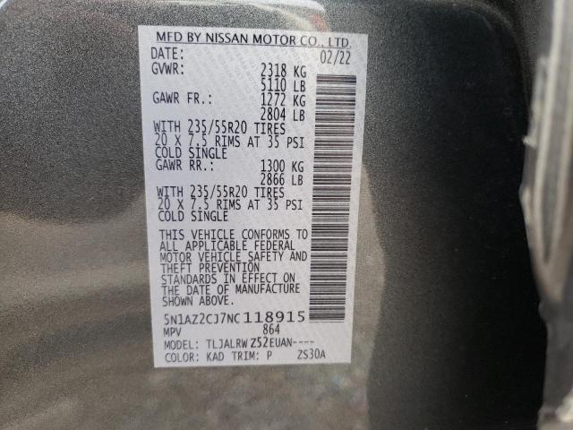 2022 NISSAN MURANO SL 5N1AZ2CJ7NC118915