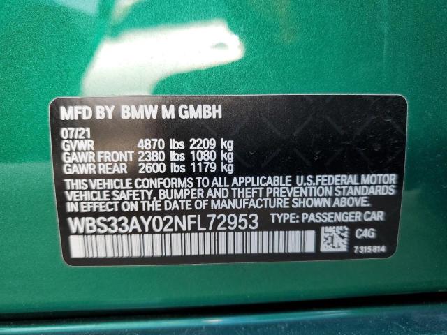 2022 BMW M3 COMPETI WBS33AY02NFL72953
