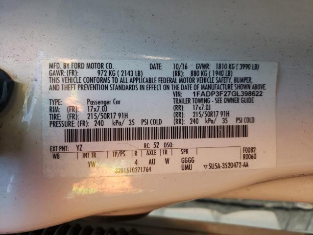 1FADP3F27GL398622 Ford FOCUS SE