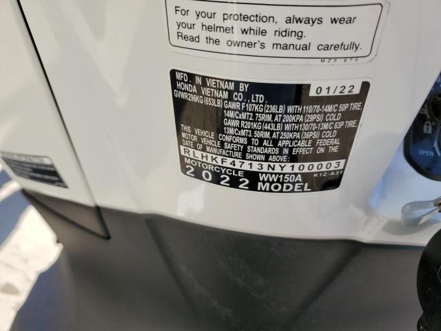 2022 HONDA WW150 A RLHKF4713NY100003