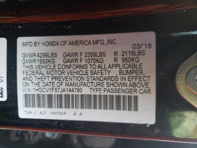 Honda ACCORD EXL 2018 1HGCV1F57JA144780 Image 10