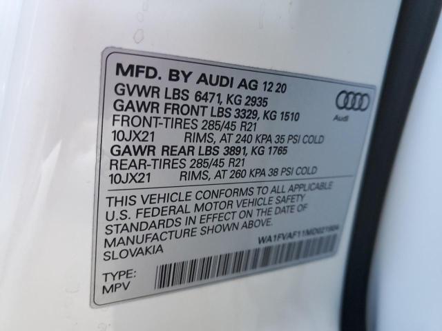 2021 AUDI Q8 PRESTIG WA1FVAF11MD021904
