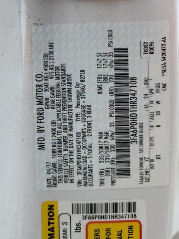 2017 FORD FUSION SE - 3FA6P0HD1HR347108