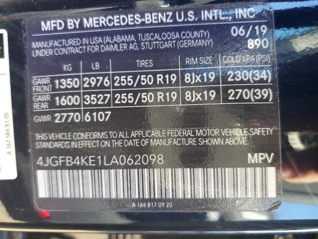 4JGFB4KB2LA070331 2020 MERCEDES-BENZ GLE-CLASS, photo no. 10