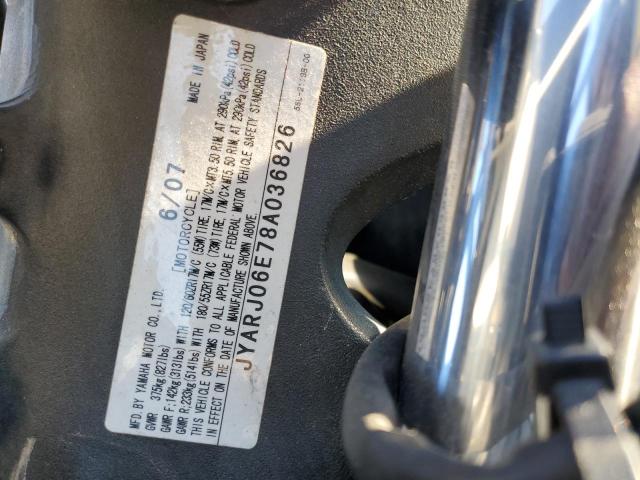 2008 YAMAHA YZFR6 S JYARJ06E78A036826