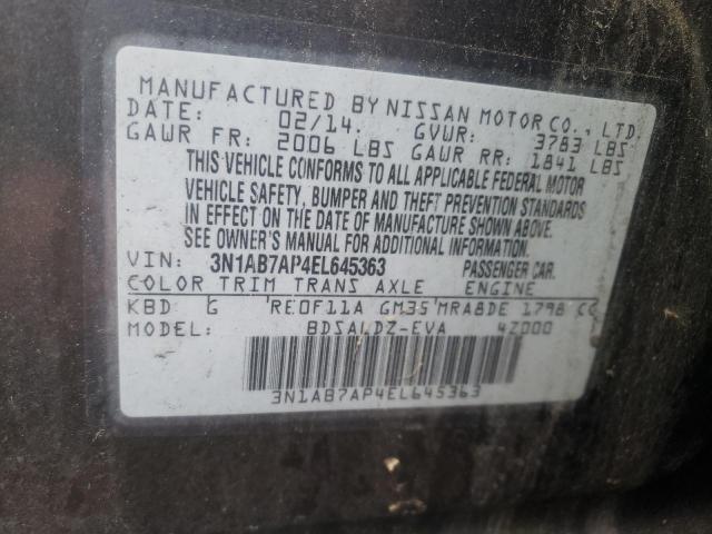 VIN 3N1AB7AP4EL645363 2014 NISSAN SENTRA no.10