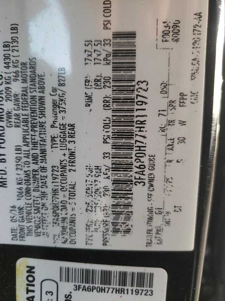 3FA6P0H77HR119723 FORD FUSION 2017