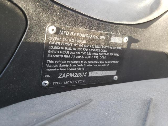 2009 PIAGGIO BV 250 ZAPM289M595301040