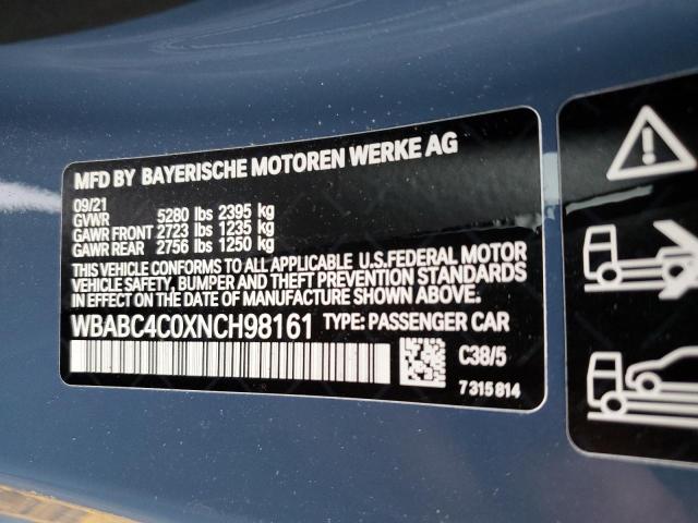 2022 BMW M850XI WBABC4C0XNCH98161